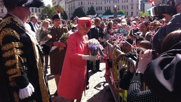 The Queen greets the public in Victoria Square in Birmingam