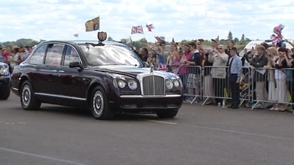 The Queen arriving at RAF Cosford