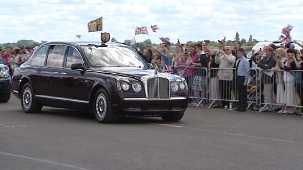 The Queen arriving at RAF Cosford