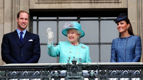 The Royal Wave from the balcony of Nottingham Council House