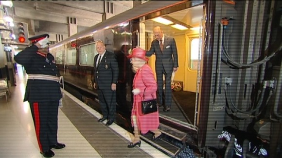 The Queen and the Duke of Edinburgh arriving in Birmingham