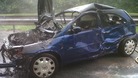 The car involved in the crash in Redditch this morning