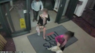 CCTV showing John Shaw checking into a hotel with two teenage girls
