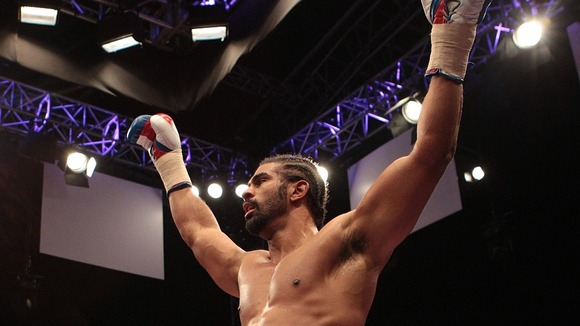David Haye celebrates his victory.