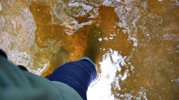 Sludge and water underfoot in Stafford