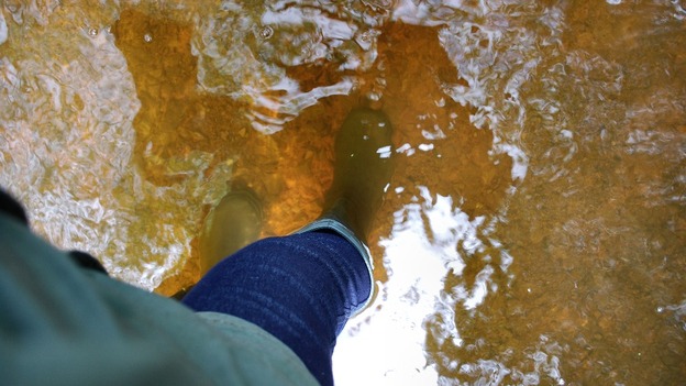 Sludge and water underfoot in Stafford