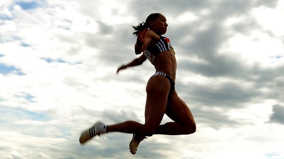 Jade Johnson competes in the Women's Long Jump in 2008.