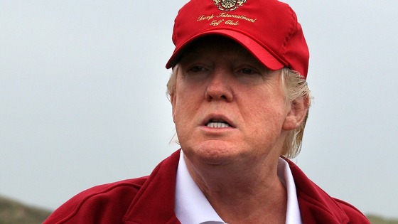 Donald Trump on the Trump International Golf Links golf course near Aberdeen after officially opening it.