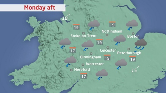 Monday afternoon weather at ITV Central