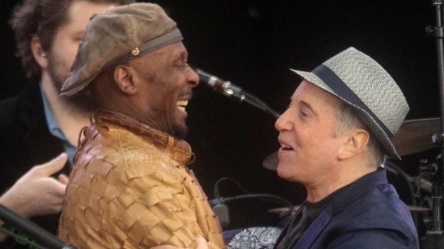 Paul Simon (right) with Jimmy Cliff at the Hard Rock Calling music festival in Hyde Park, London.