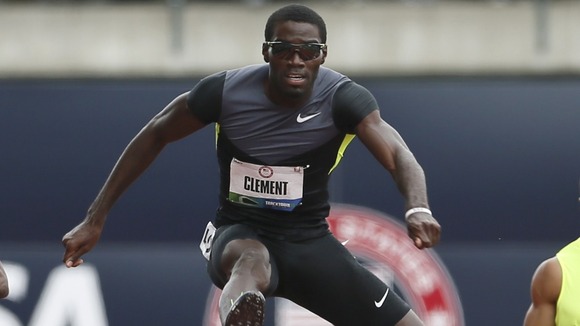 Heading in the right direction - Kerron Clement competes in the men's 400m hurdles semi-final at the US Olympic athletics trials