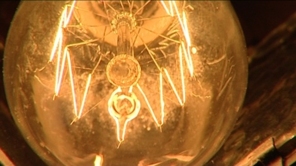 The lightbulb has a long filament in a zig-zig shape