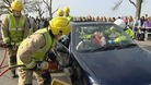Students watched a presentation by the fire service