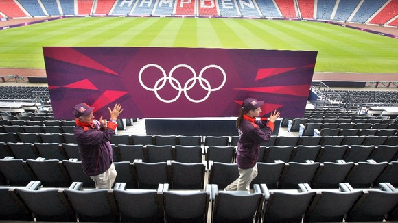 Olympic staff at Hampden Park,