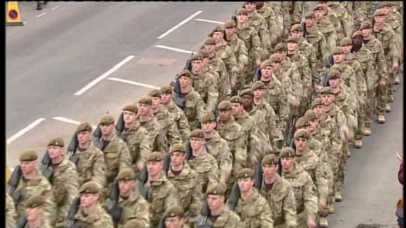 3rd Battalion The Yorkshire Regiment marching through warminster