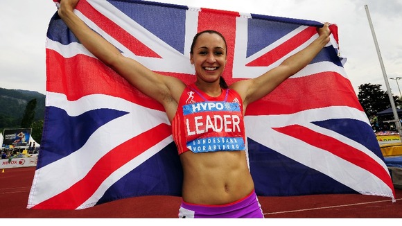  Jessica Ennis celebrates her victory in the Heptathlon during the 2012 Hypo-Meeting