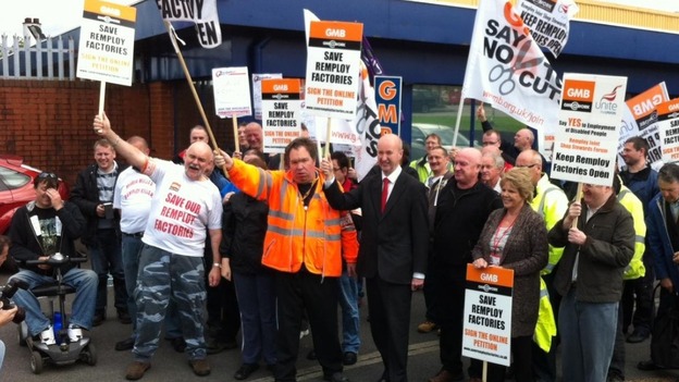 Remploy protests in Swansea.
