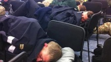 UK troops sleeping on chairs