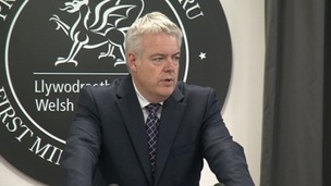 First Minister Carwyn Jones at his monthly press conference