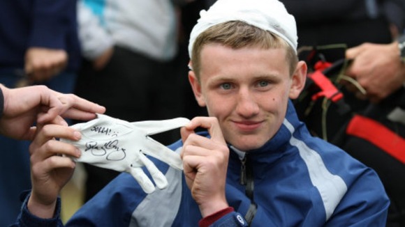 Boy with golf glove