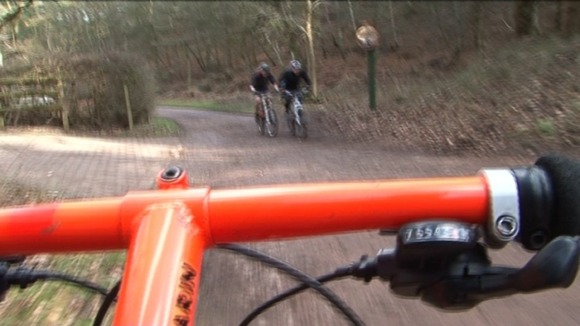 Cycling up Kit Bag Hill in Cannock Chase