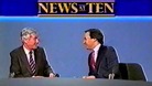 Sir Alastair Burnet alongside Alastair Stewart as they present the News at Ten