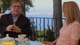 Sir Elton John speaking to Daybreak's Helen Fospero