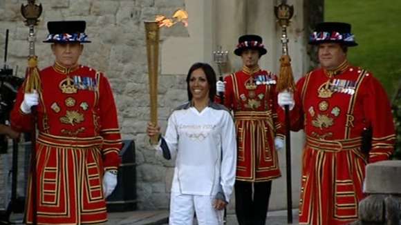 Olympic torch at the Tower of London