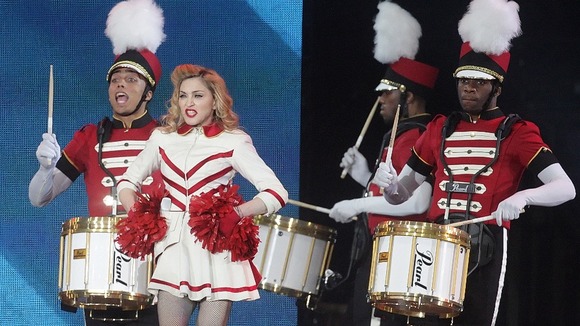 Madonna performs at Murrayfield Stadium in Edinburgh, Scotland.