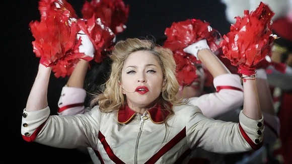 Madonna performs at Murrayfield Stadium in Edinburgh, Scotland.