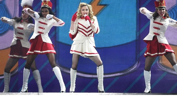 Madonna performs at Murrayfield Stadium in Edinburgh, Scotland.