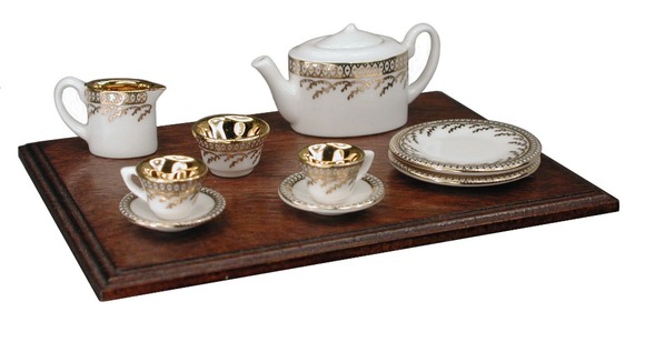 The full miniature tea set on display at the NEC