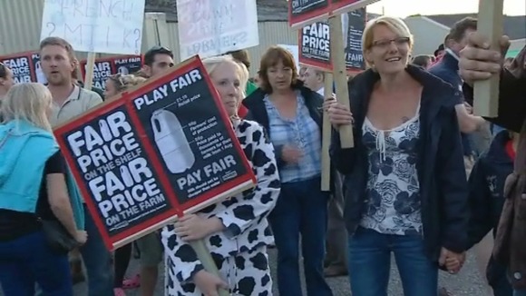 Dairy farmers protesting