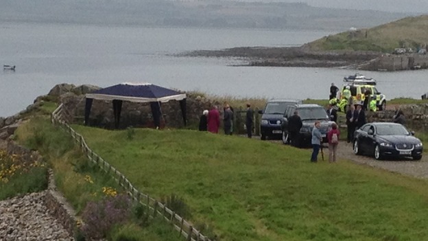 His Royal Highness meets dignitaries at Holy Island.