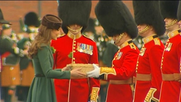 The Duchess of Cambridge meets Officers during her first solo engagement.