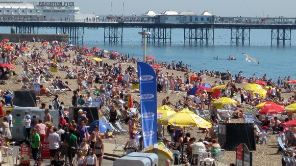 People on Brighton beach on Tuesday which was the hottest day of the year so far