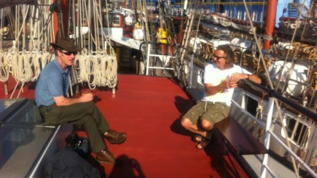 Some of the Meridian team enjoy the sunshine before setting off on a Tall Ship to London 2012