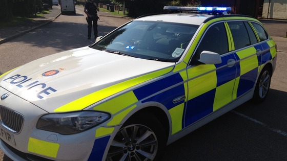 Police seal of a road at Lyons Hall Road, Braintree