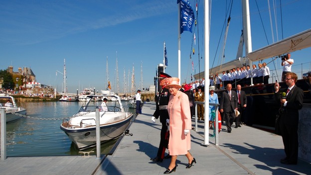 The Queen started the day onboard the ship Leander, owned by Sir Donald Gosling