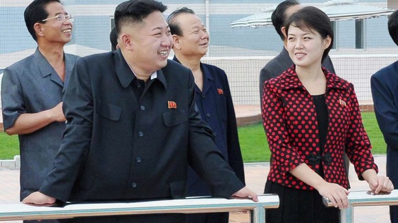 North Korean leader Kim Jong-Un with Ri Sol Ju at the Rungna People's Pleasure Ground.