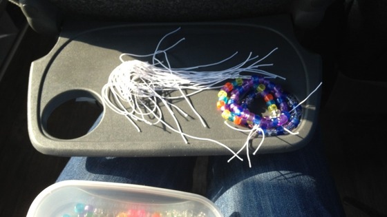 Supporters on the coach have been making bracelets
