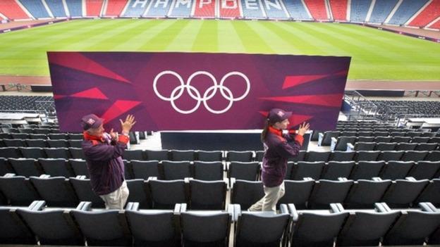 Olympic staff at Hampden Park, Glasgow.
