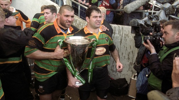 Saints with the cup after their win over Munster in 2000