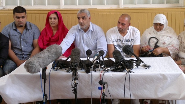 Tariq Jahan with family members at today's press conference