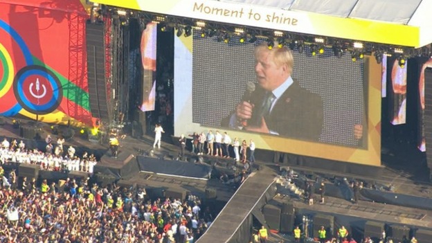 Boris Johnson telling Hyde Park, and the world, London will host the 'best-ever' Games