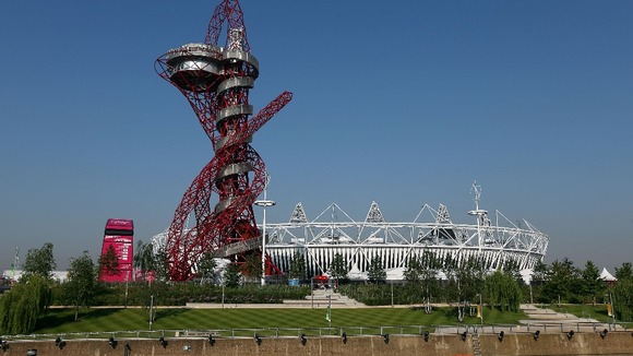 The Orbit and the Olympic Stadium at the Olympic Park, London.