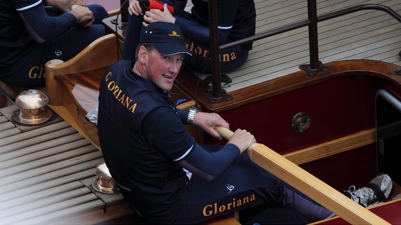 Matthew Pinsent is set to carry the flame onto the Gloriana, which he helped to row during the Diamond Jubilee.
