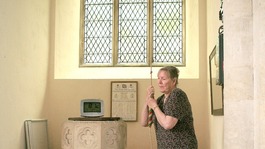 Pat Price ringing Stiffkey Church Bell