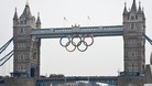Olympic Flame arriving at Tower Bridge