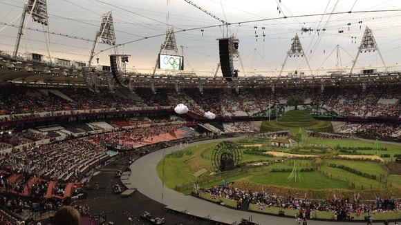 The English countryside set at the Olympic Stadium